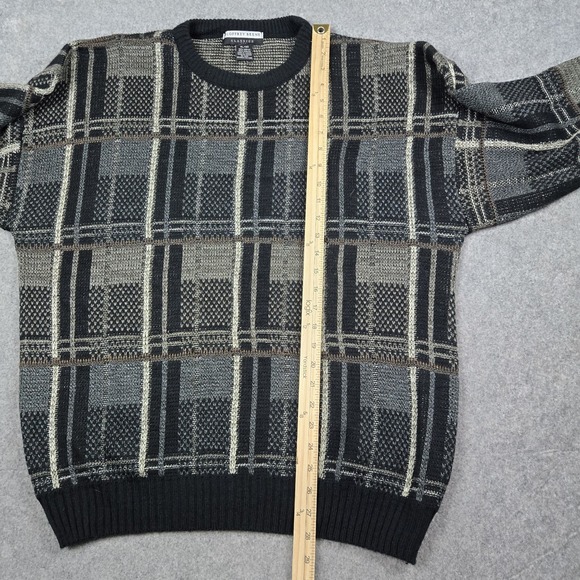 Vintage Geoffrey Beene Sweater Mens XL Gray Multicolor Color Block Grandpa - Picture 10 of 12